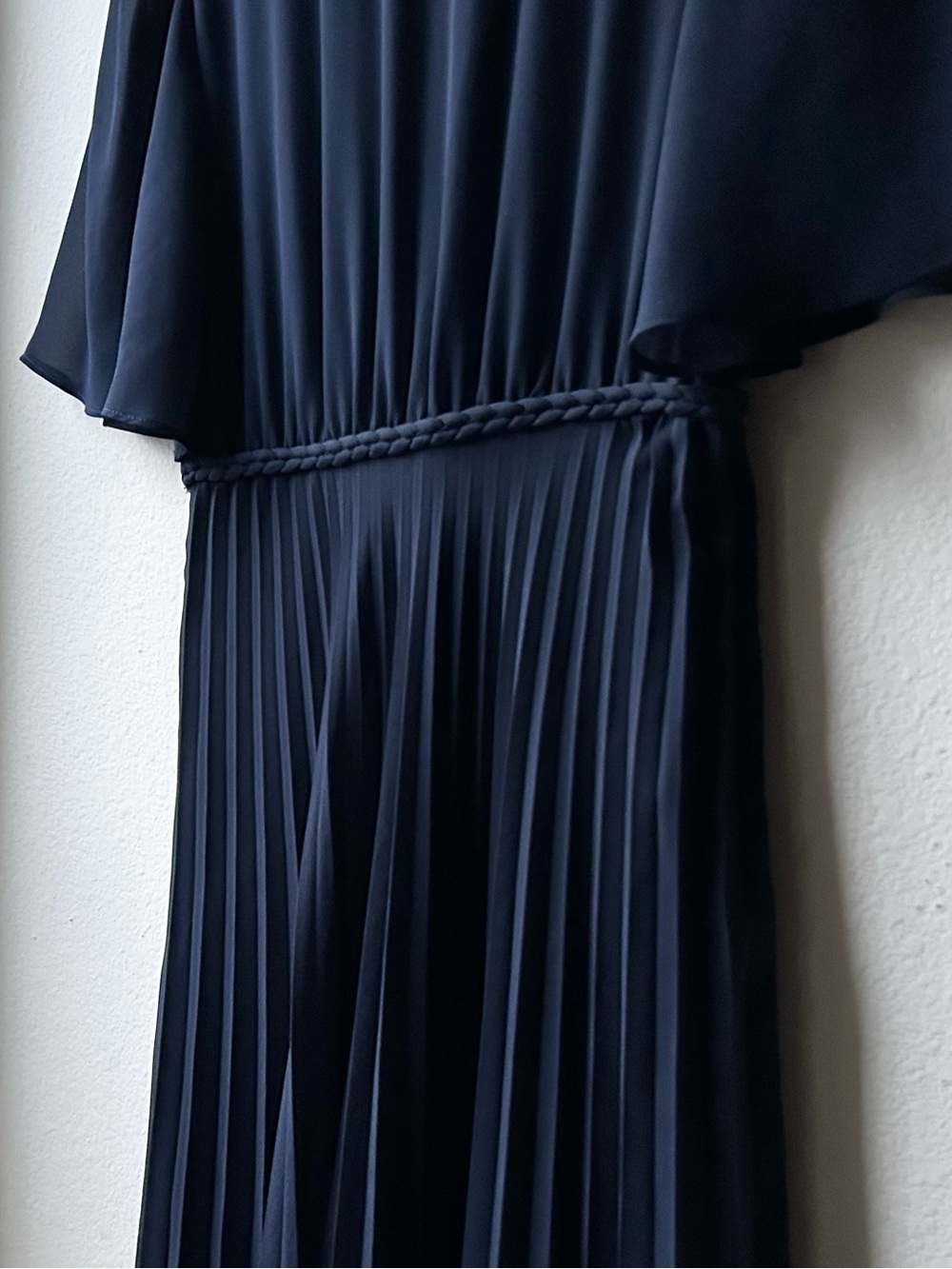 Sezane Robe FLORENCIA Pleated DRESS Navy Blue Sz 2 - Picture 9 of 12